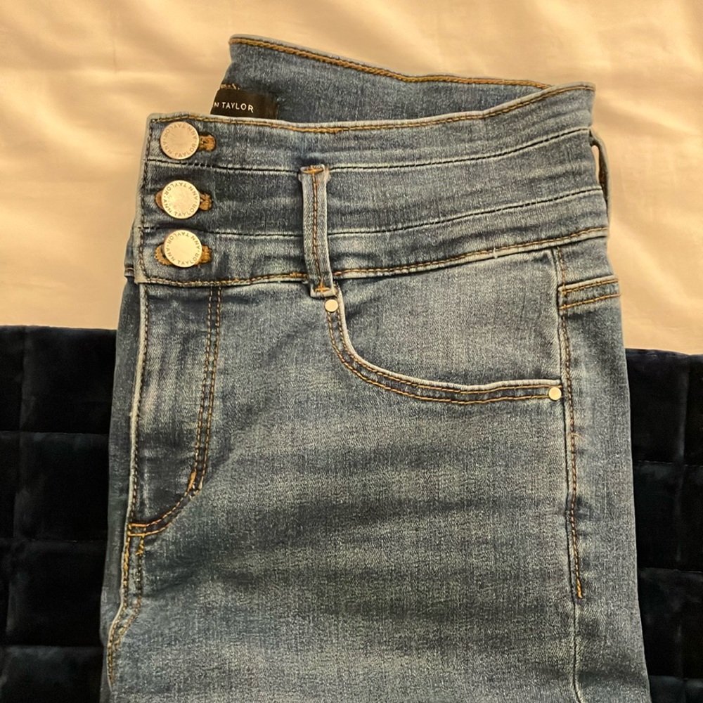 Ann Taylor Blue Skinny Jeans with Button Details
